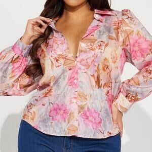 Floral Button-Up Blouse
